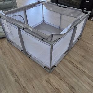 Gray and White Playpen
